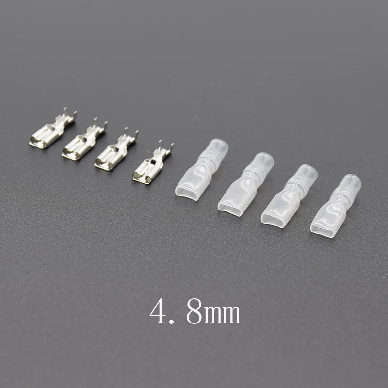 50 sets 100pcs 4.8 100 шт./50 комплектов Женский Разъем 2,8/4,8/6,3 обжимной терминал с изоляционными рукавами для терминалов 22-16AWG - Цвет: 50 sets 100pcs 4.8