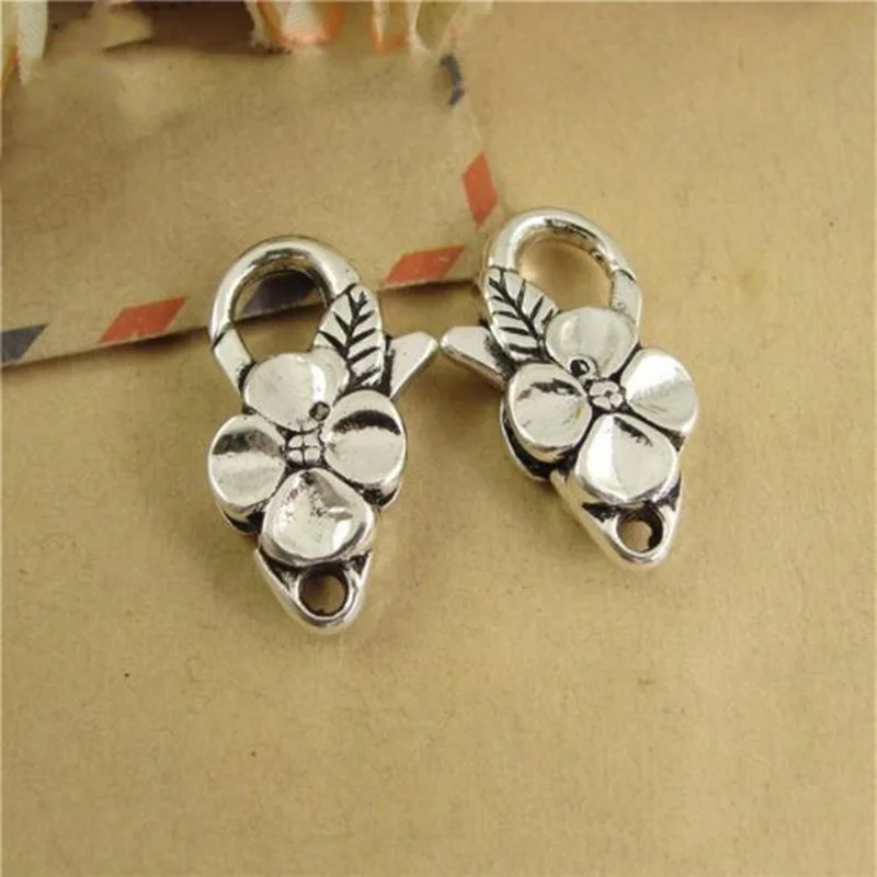 

5pcs/lot 26x15mm Antique Flower Lobster Clasps Hooks End Clasps Connectors For Necklace Bracelet Jewelry Making Accessories