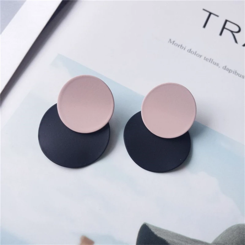 Мода Скраб Геометрическая круглая цвет сшивание корейские серьги-шпильки