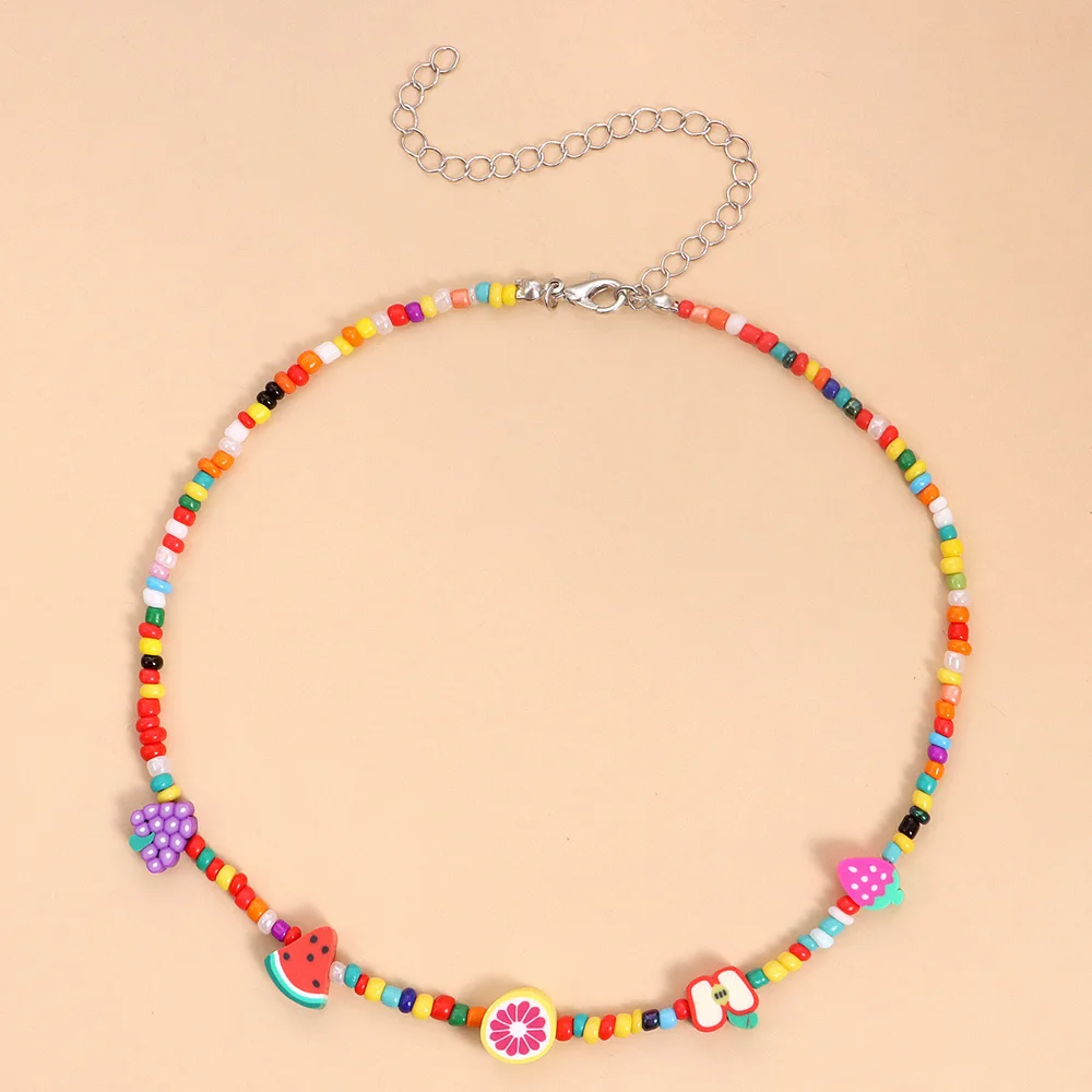 Модные разноцветные бусины ручной работы ожерелья с фруктами модное этническое