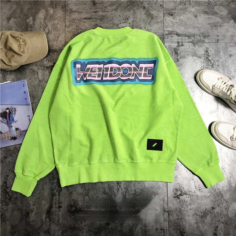 

Свитшот WE11DONE с градиентным логотипом и буквенным принтом, хлопковый пуловер большого размера с круглым вырезом для мужчин и женщин