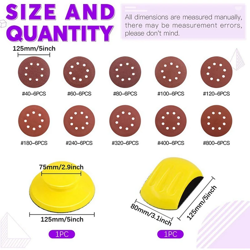 

62Pcs 5Inch Sandpaper with Round and Mouse-Shaped Hand Sanding Blocks & 17Pcs Soldering Tips Kit 900M Solder Iron Tip