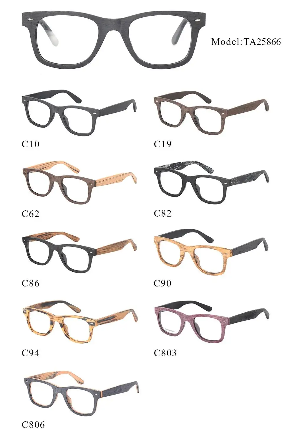 

LONSY Fashion Vintage Acetate Wood Optical Glasses Frame Brand Designer Eye glasses Frames For Women Men Oculos de grau TA25866