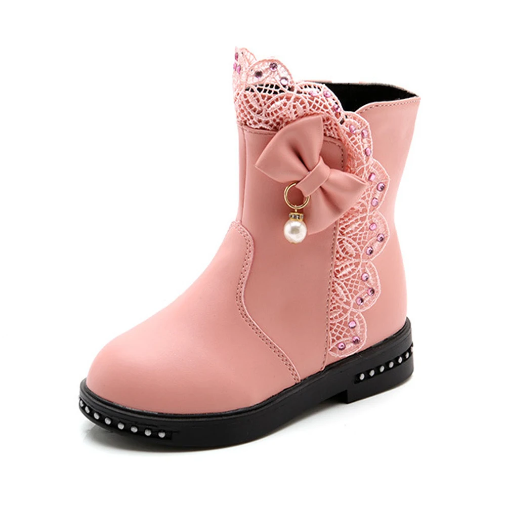 

Winter New Children Boots Girls Boots Children High Bow Tie Shoes Girls Pincess Dress Boots Big Children Shoes size 27-37