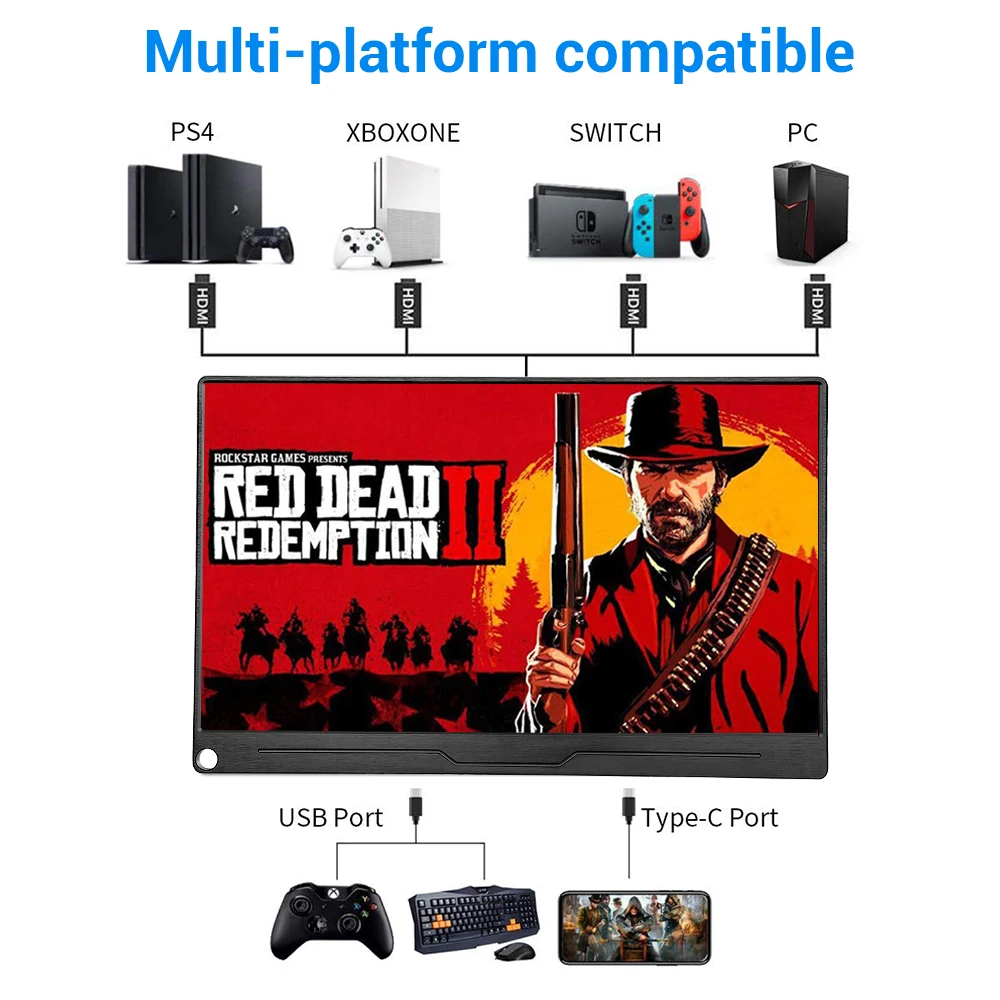 15 6 дюймов 4K монитор HDR 3840X2160 ips HDMI type C экран дисплей Портативный Видео игровой для