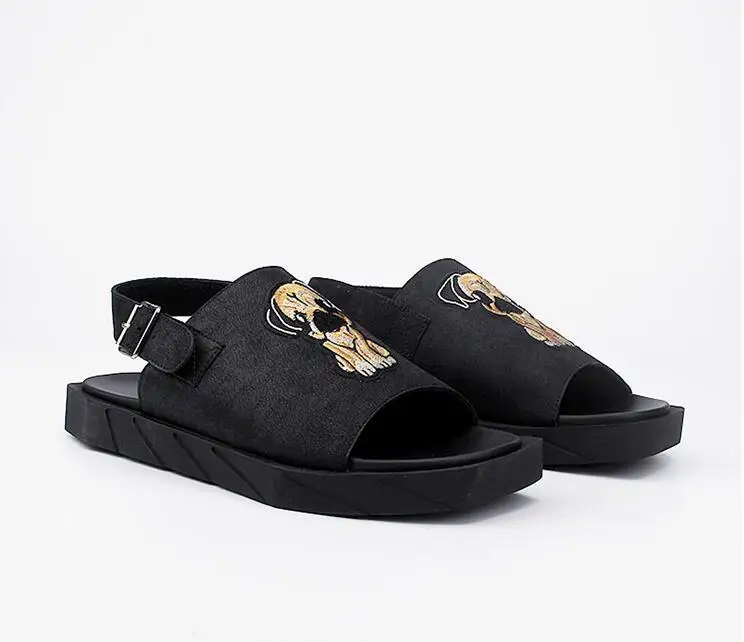 Мужские сандалии из натуральной кожи в римском стиле уличные пляжные шлепанцы с