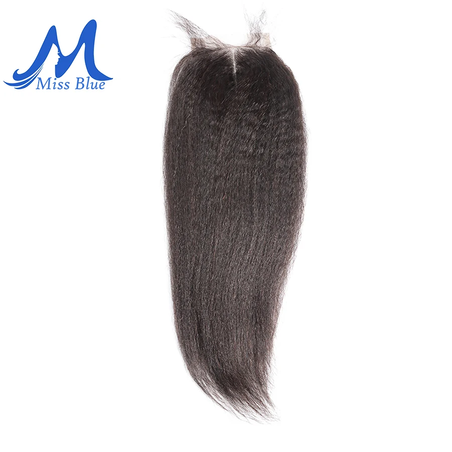 Бразильские человеческие волосы Missblue кружевная застежка курчавые прямые