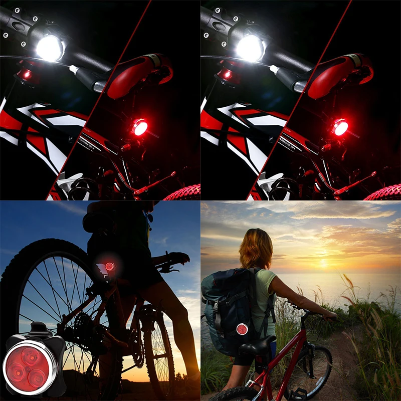 

High Quality Bicycle Light 3 LED Head Front Light Flashlight 4 Modes USB Rechargeable Tail Clip Light Lamp Bicycle Accessories