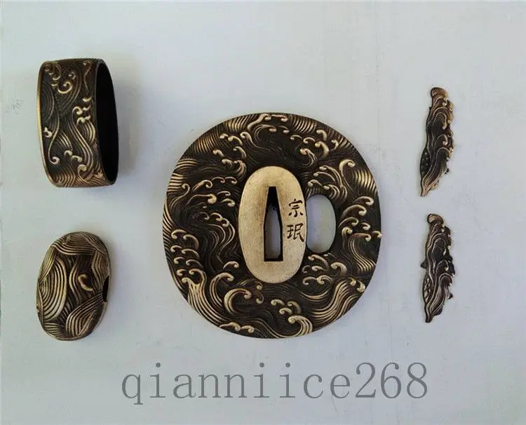 Японский самурайский меч из латуни для серфинга Tsuba и fuchi |