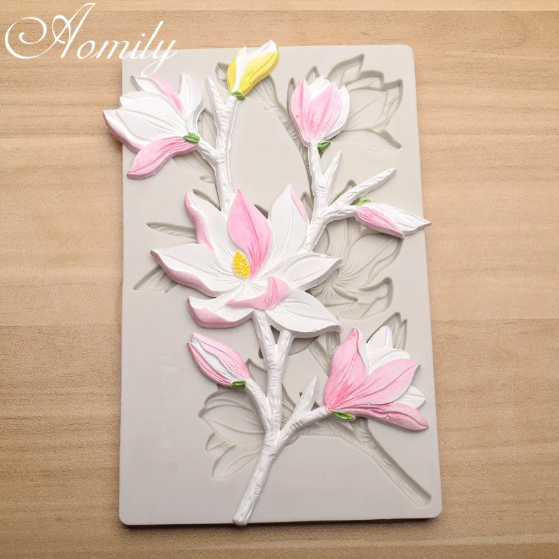 

Amoliy Магнолия цветок камелии Fondant (сахарная) силиконовая форма для шоколада инструмент для декорирования тортов полимерной глины пресс-форм...