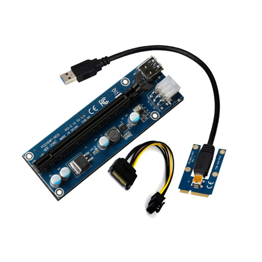 USB Mini PCI E к PCIe Express 1x 16x расширитель Райзер адаптер карты SATA 6Pin 4Pin кабель питания для