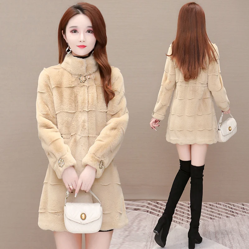 2020 New Mink Velvet Luxury faux mink Fur Coats Women Winter Thick Loose Warm Outwear Plush Hooded Jacket Female tide fashion