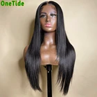 Парик ONETIDE с предварительно выщипанными косточками, прямой парик на сетке спереди, бразильские накладные парики из человеческих волос для черных женщин, парик на сетке 4x4