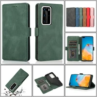solid color flip leather phone case for huawei mate 30 20 p40 p30 p20 lite pro p smart z plus shockproof card slot wallet cover