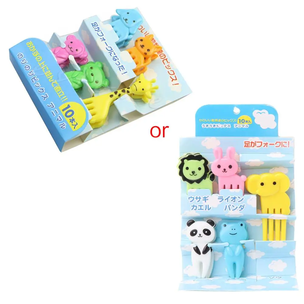 2 10 шт. Мини Kawaii животных фермы вилка с рисунком из мультфильма Фрукты зубочистка знак бенто обеды - Цвет: 2