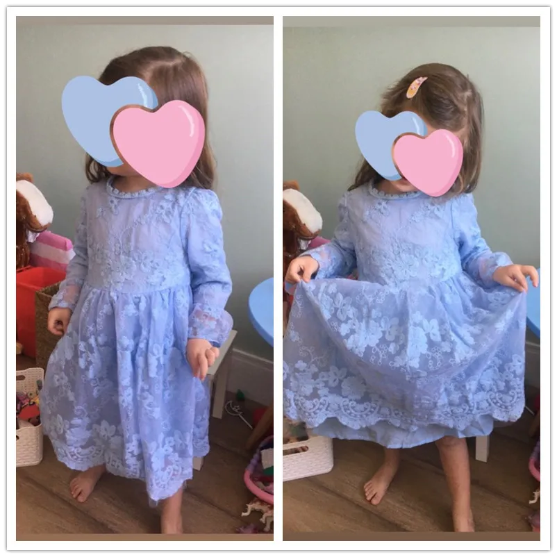 

Flower Girls Dresses Kids Wedding Party Embroidery Princess Dress Children Kids Clothes Lace Autumn Full Sleeves Sleeves Dress