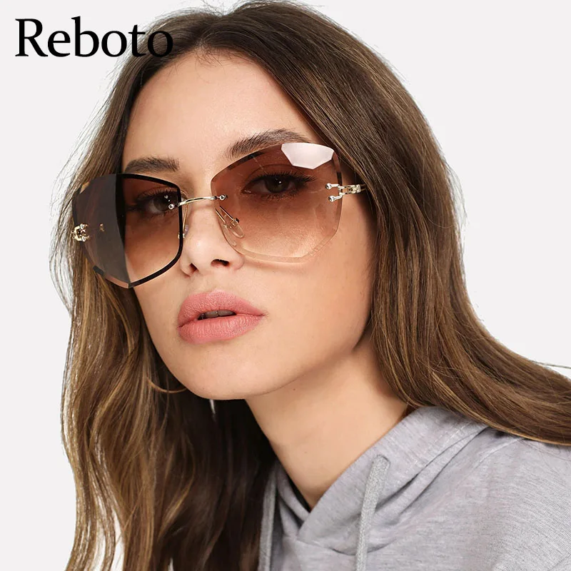 

Rimless Ladies Sunglasses 2021 New Fashion Brand Designer Gradient shades for women Eyewear UV400 Vintage Glasses