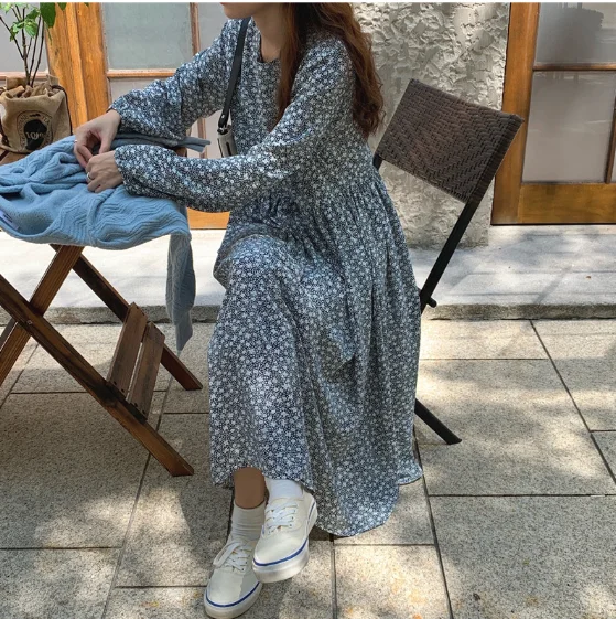 

Plus Size New Spring Dress Girls Boho print Female Vintage Dress Party oversize long Sleeve Women Dresses Robe Vestido