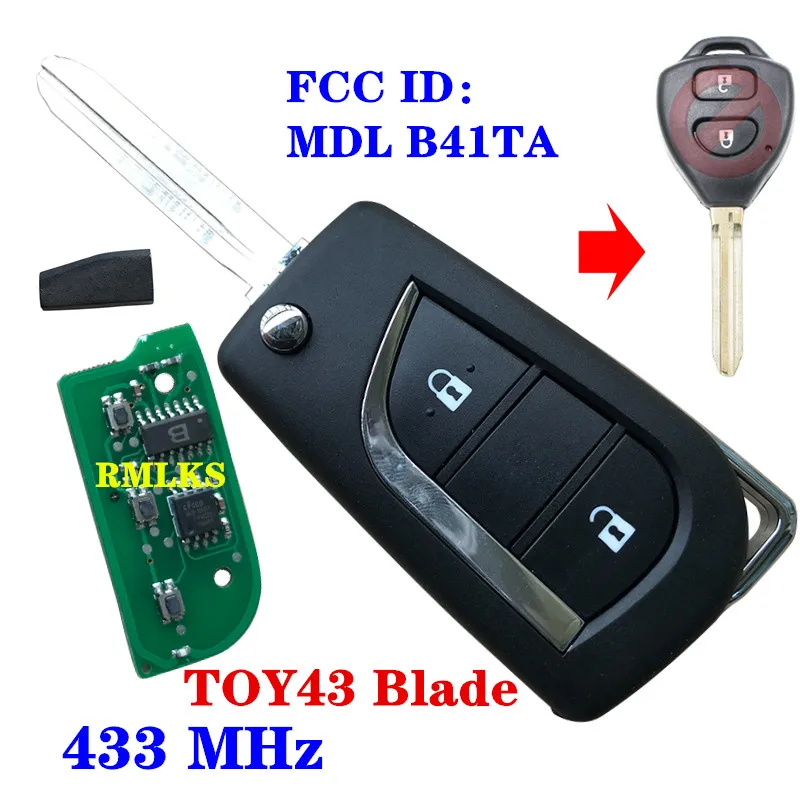 Ключ дистанционного управления с 2 кнопками чип 433 МГц 4D67G для Toyota 2005-2008 Fortuner 2005 - 2014