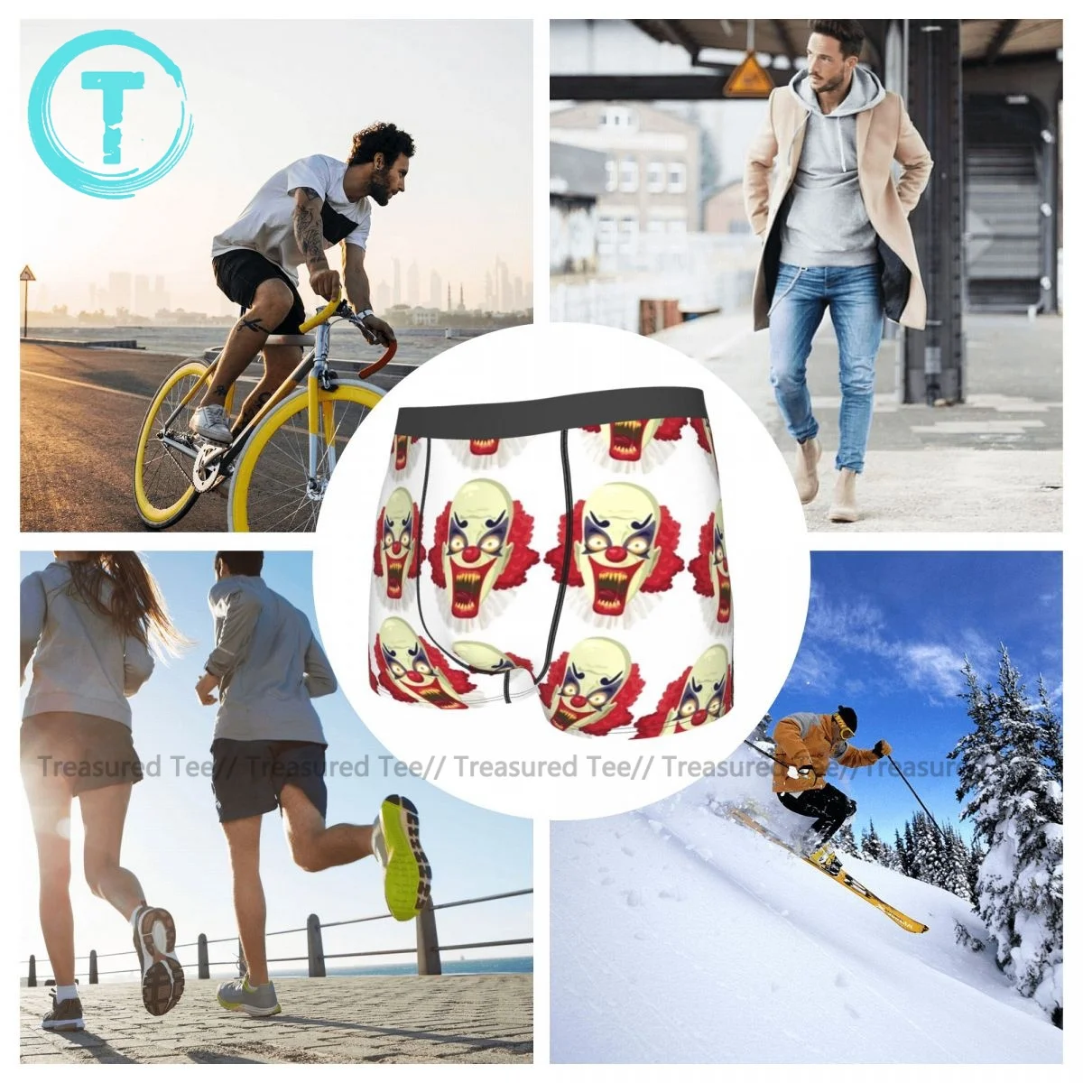 

Clown Underwear Males Design Stretch Trunk Sublimation Hot Polyester Boxer Brief