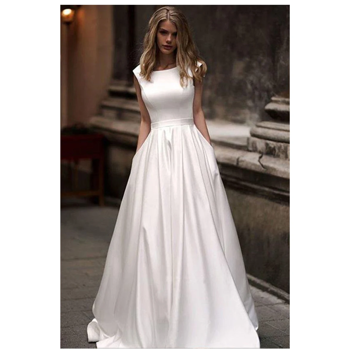 2020 сексуальные атласные свадебные платья с открытой спиной карманом без рукавов