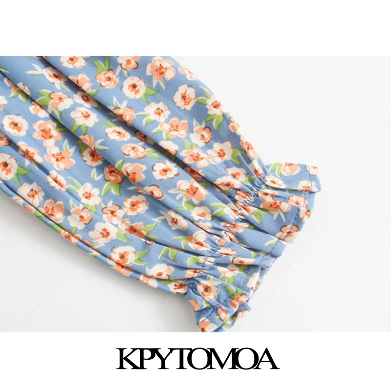 Женская укороченная блузка KYOTOMOA винтажный буф топ с цветочным принтом завязками