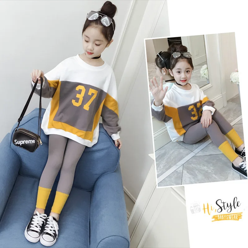 

Letter Print T-shirt+Leggings 2Pcs Girls Clothing Sets For Girls Suits 2020 Spring Children Sports Suits Kids Fashion Sets