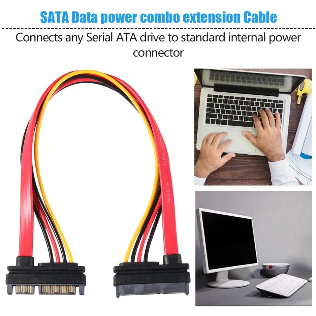 7 + 15 Pin Serial SATA Data power combo Удлинительный кабель 1 шт. последовательный адаптер