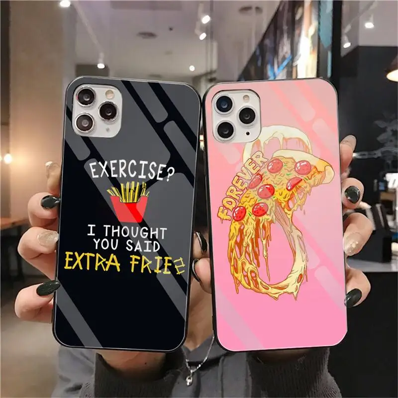 Мягкий чехол для телефона Pizza French fries Doughnut food закаленное стекло iPhone 11 Pro XR XS MAX 8X7 6S 6