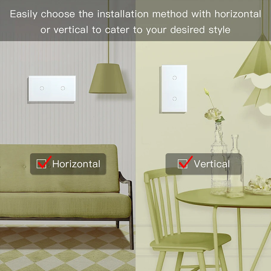 

BSEED WIFI Wall Switches Google Alexa Touch Switches 2Gang 1way Single Wire Wifi Light Switches Blue Backlight