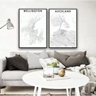 Карта Новой Зеландии, холст, художественные принты и плакаты, городская уличная картина Веллингтона и Окленда, настенные картины, украшение для офиса