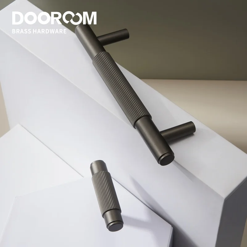 Dooroom Brass Furniture Handles Modern Brass Grey Wardrobe Dresser Cupboard Cabinet Drawer Shoe Box Wine Bar Pulls Knobs
