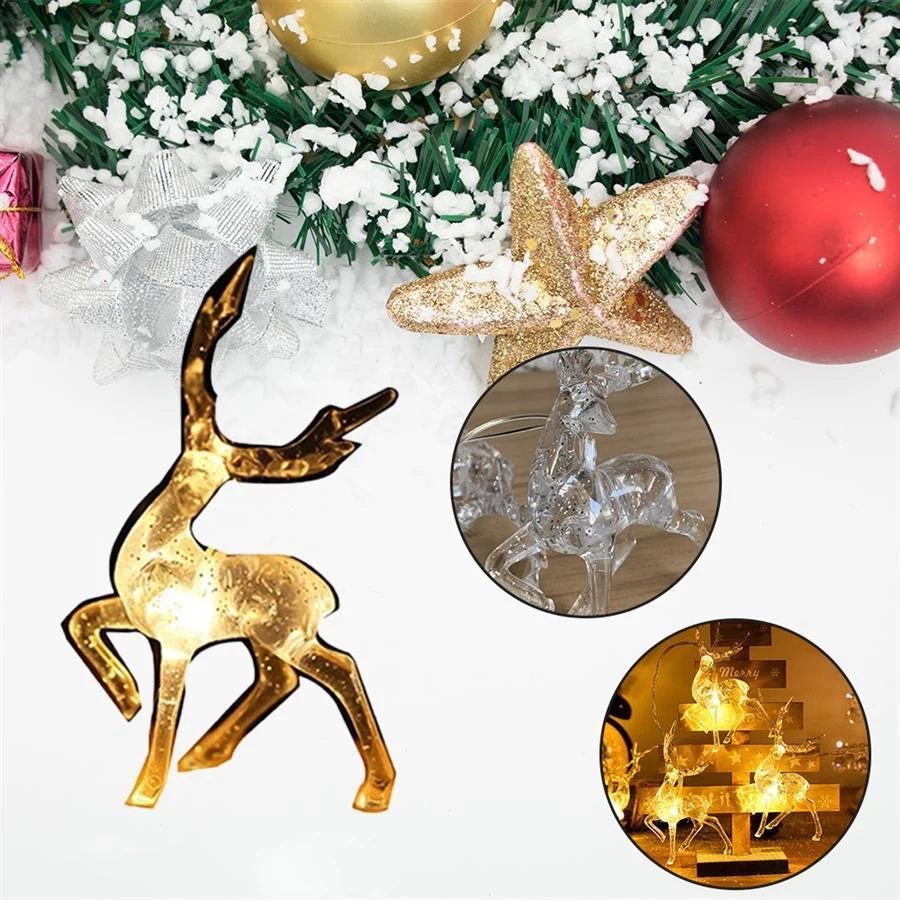 

Светодиодная гирсветильник в виде оленя, 10 светодиодов, питание от батарейки, украшение для дома, Рождественская гисветильник да, уличная г...