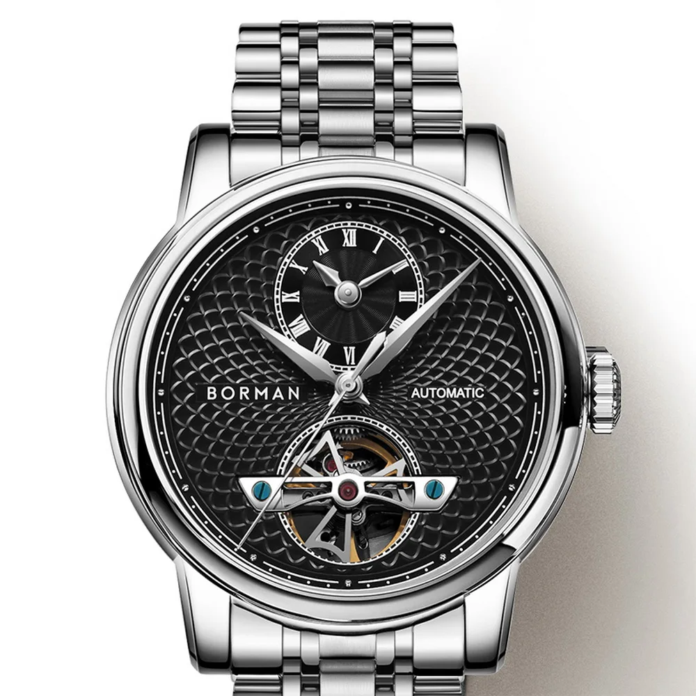 Модные мужские наручные часы автоматические механические бормор человек