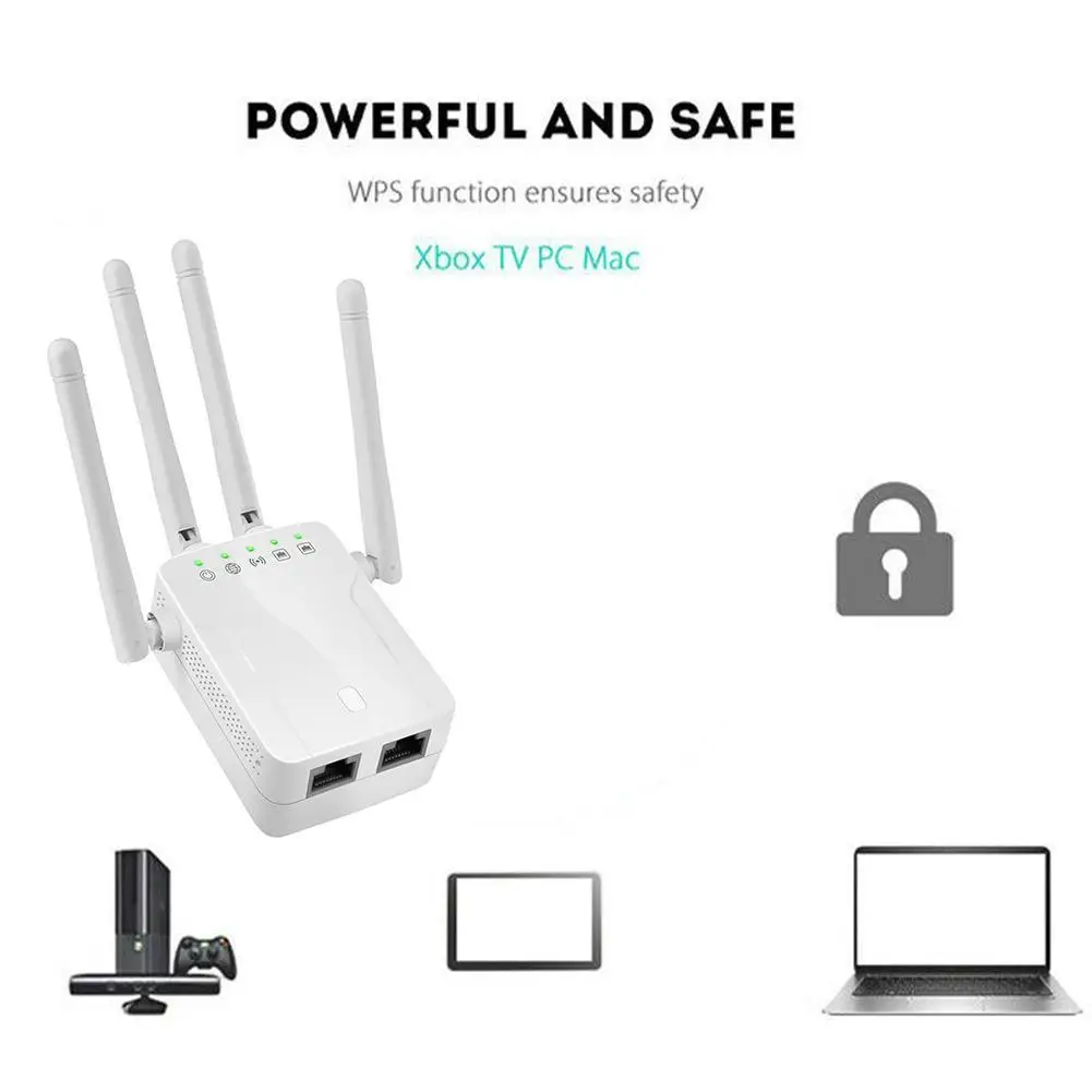 

Wireless Repeater Wifi Router 300M Signal Amplifier Extender 4 Antenna Router Signal Amplifier Suitable for Home Office