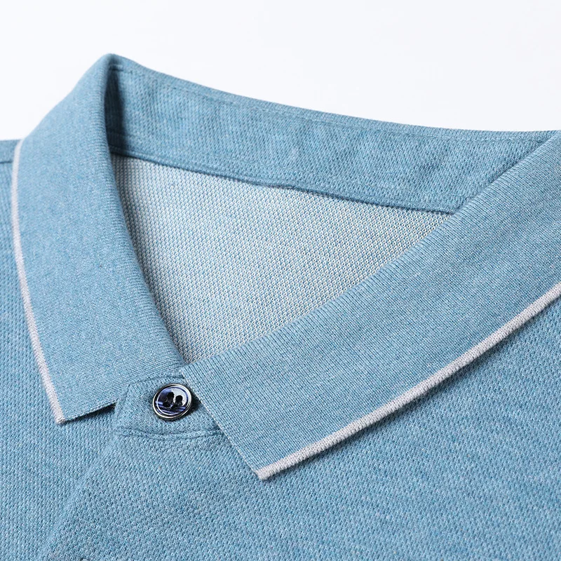 

Spring/autumn new loose-fitting men's long-sleeved T-shirt striped flip-between polo shirt