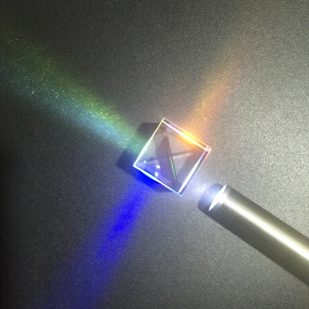 

Six-Sided Bright Light Stained Glass Cube Prism Optical Experiment Instrument Kids Educational Toys for Children Gifts