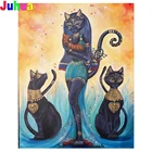 Полноразмерная квадратная картина, Египетский Бог, Черный кот, алмазная вышивка, 5d алмазная живопись, вышивка крестиком, 3D Стразы мозаика животных Ar