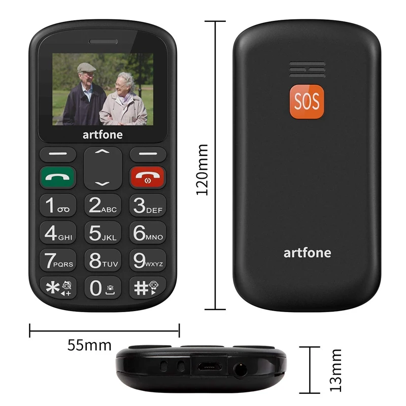Большая кнопка мобильный телефон для пожилых людей Artfone CS181 обновленный GSM с