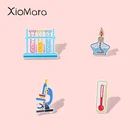 Мультяшный инструмент химической физики эмалевые булавки тестовая трубка спиртовая Лампа микроскоп термометр брошь значок лацкан Одежда ювелирные изделия
