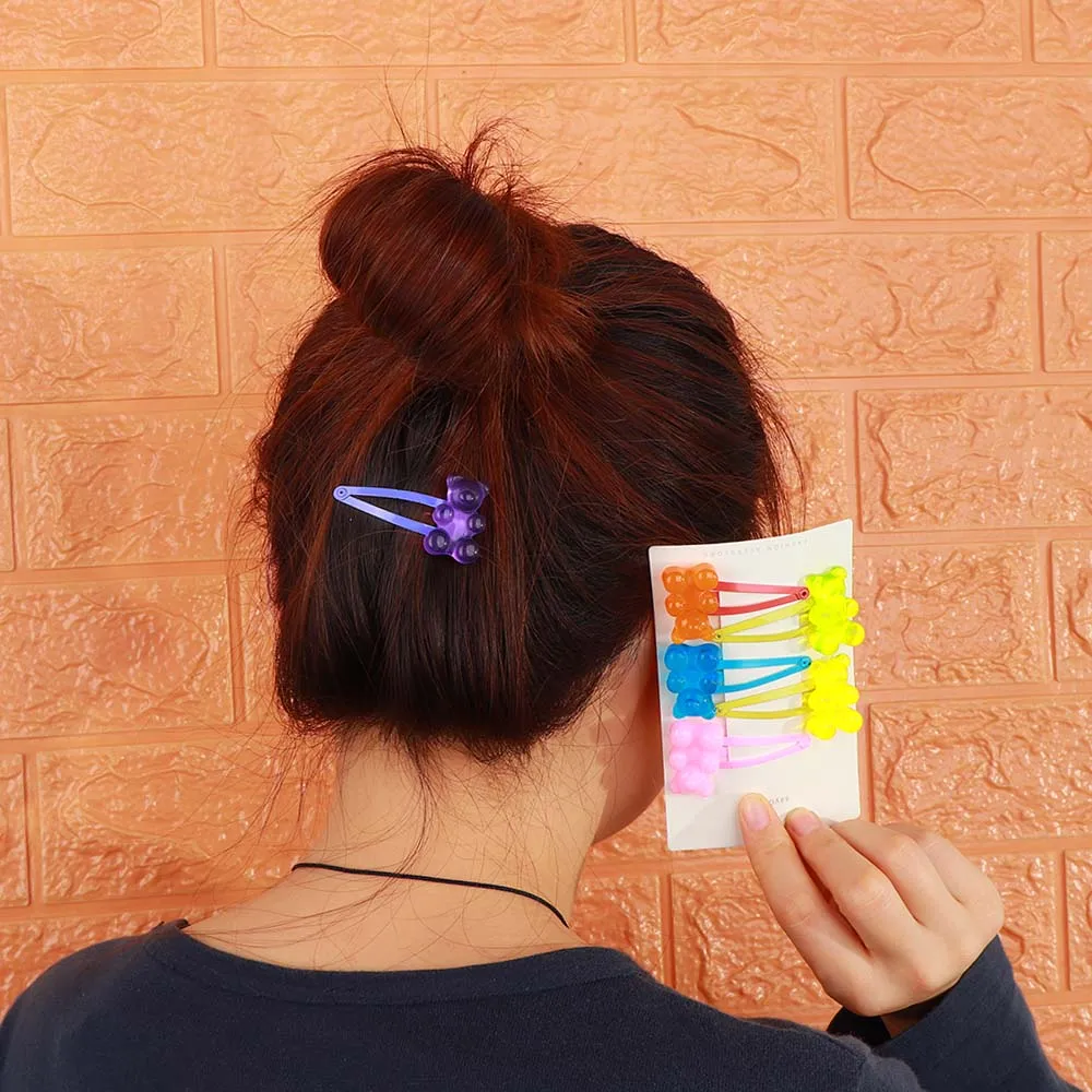 Милые Красочные акриловые заколки ручной работы для волос с милым медведем