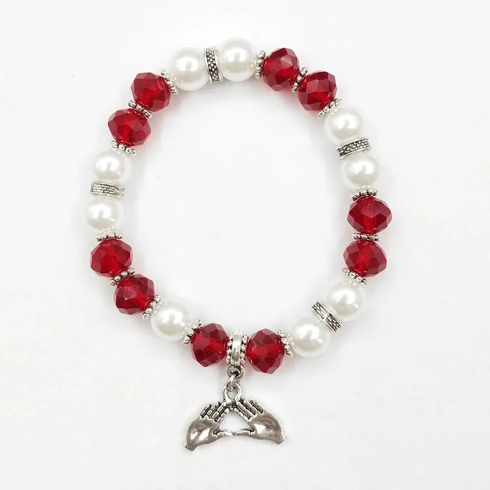 Греческая Сортировка ручной работы эластичная линия красный белый жемчуг