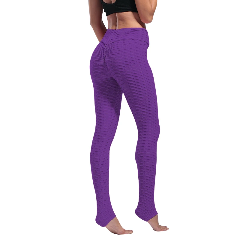 purple Женские леггинсы, антицеллюлитные, сексуальные, высокая талия, подтягивающие, обтягивающие штаны, обтягивающие, для тренировки, фитнеса - Цвет: purple