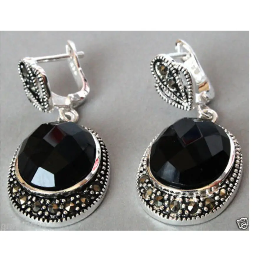 Лидер продаж Новинка-Винтаж 925 пробы серебро натуральный граненый черный нефрит