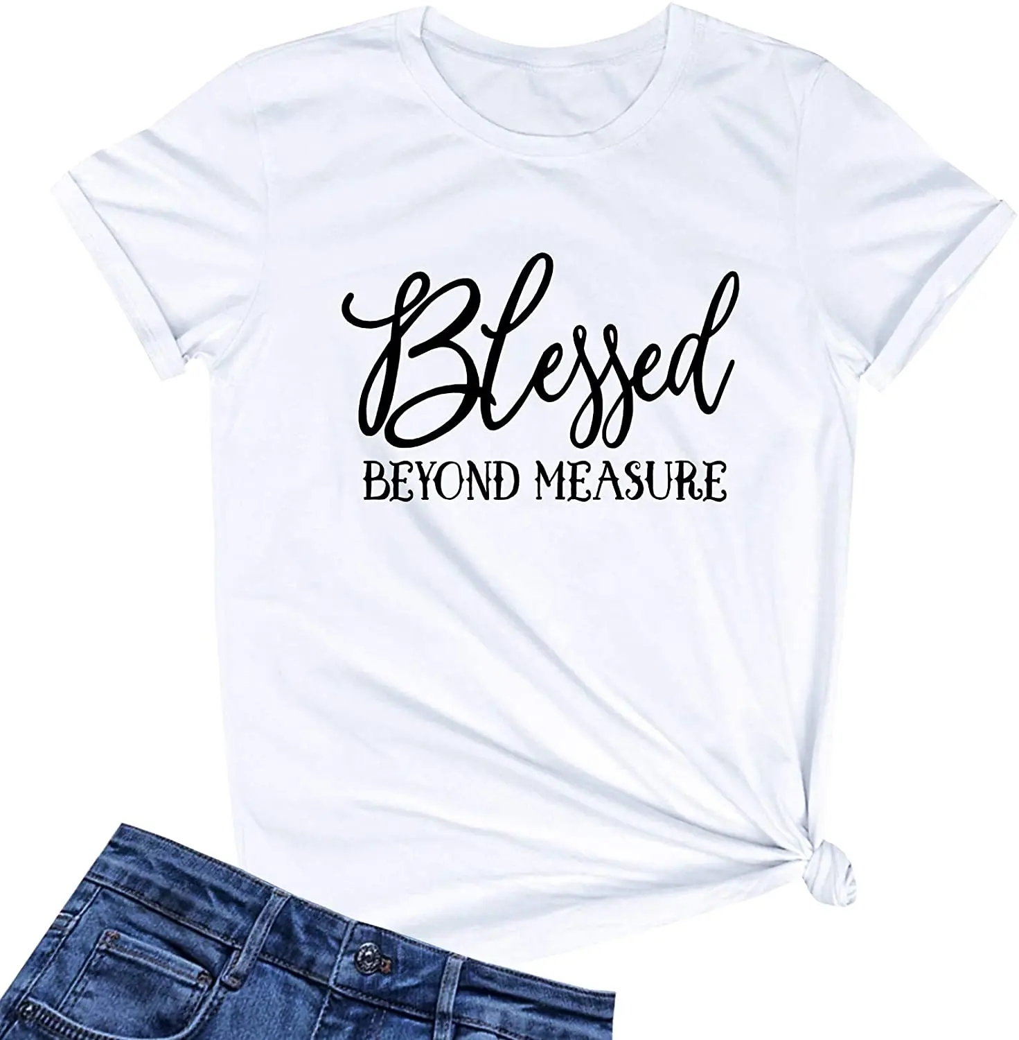 

Summer Tops T-shirt Tee Shirt Unisex Graphic Harajuku Women Blessed Beyong Measure Gprahic Funny Cute T Shirts(Gift Ideas)