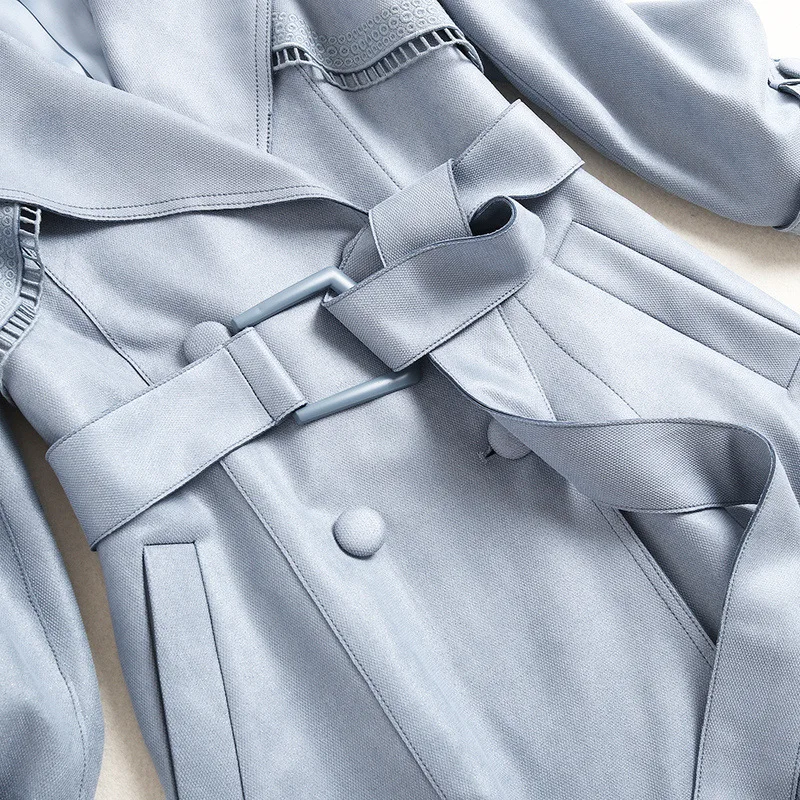 

Hooded with belt Sashes Office Chic Women's Windbreaker coat Casual Street Fashion Autumn New Abrigo Mujer