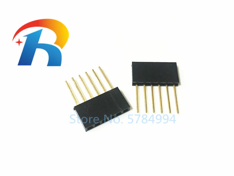 

Free shipping 100pcs Black 2.54 mm 6P Stackable Long Legs Female Header L11MM For Arduino Shield needle length 11MM