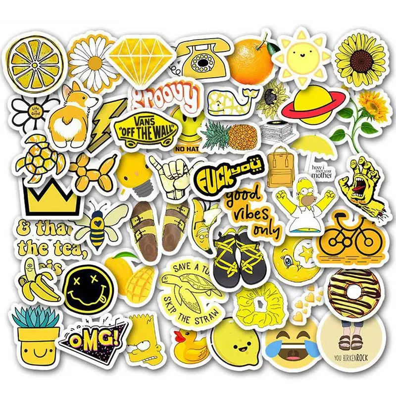 50 шт./упак. Желтая серия водостойкая наклейка искусство Классическая мода