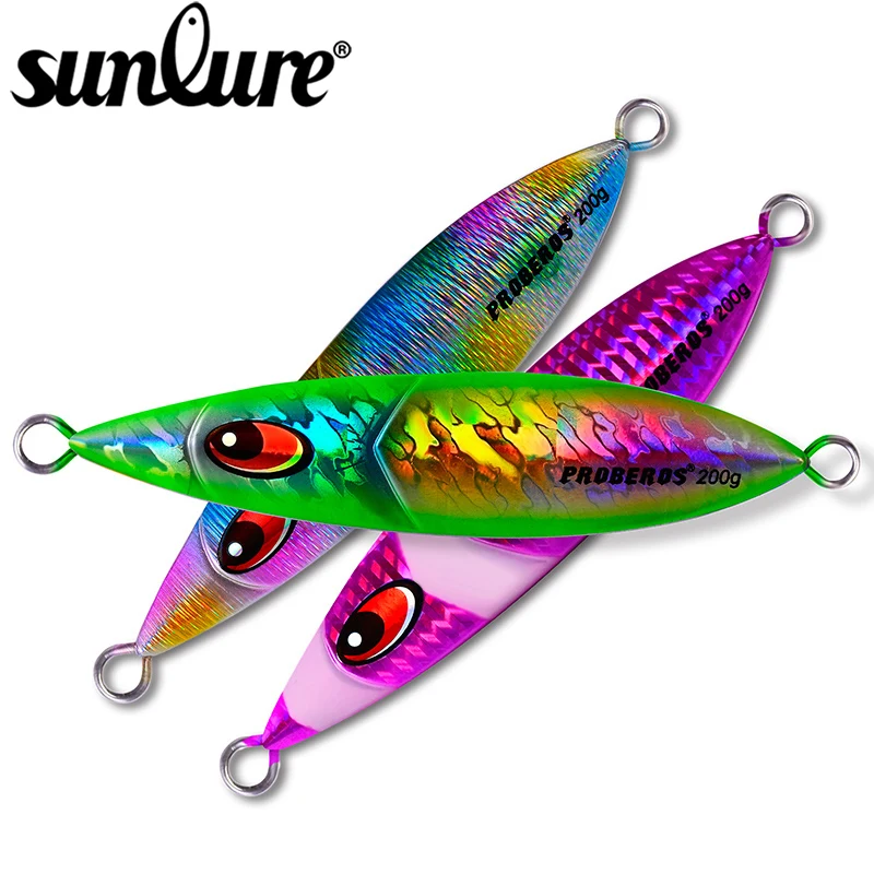 Sunlure 8PC/Lot Jigging Fish 160g-200g Fishing Lure 8 Color 3D Eyes Fishing Bait Casting Lure Deep Sea Slow Jig Fishing Tackle