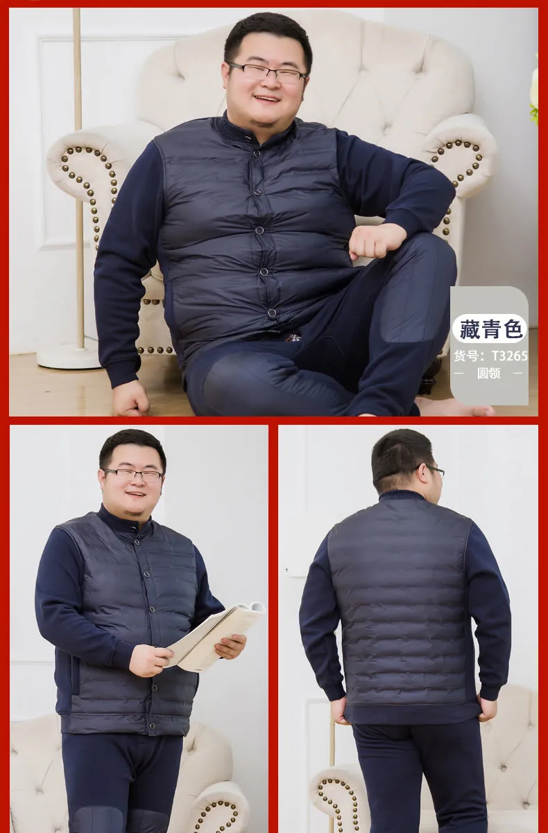 Plus size Winter Down pajama sets mens sleepwear long sleeves pure cotton short plush keep warm pyjamas men homewear